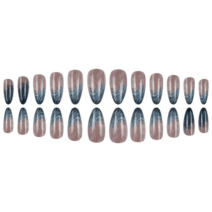Artistic Stiletto Press-On Nails with Marble Design Bowlift