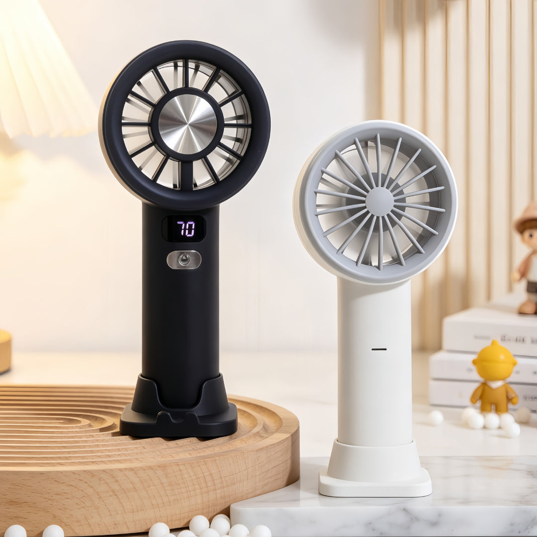 Women's portable hand fan with digital speed display Bowlift