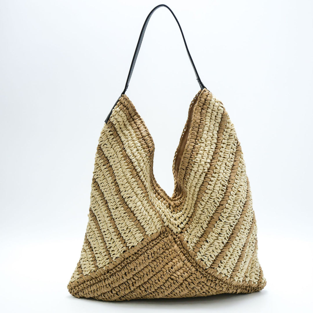 Shopping bag made of woven natural material with modern accents Bowlift