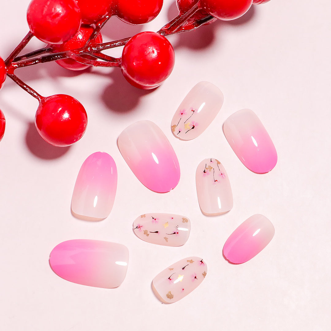 DIY Press-On Nail Art Set with Flower Design Bowlift