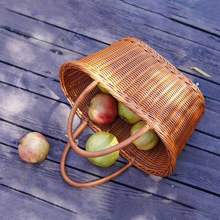 Women's Handwoven Basket with Practical Carry Handles Bowlift