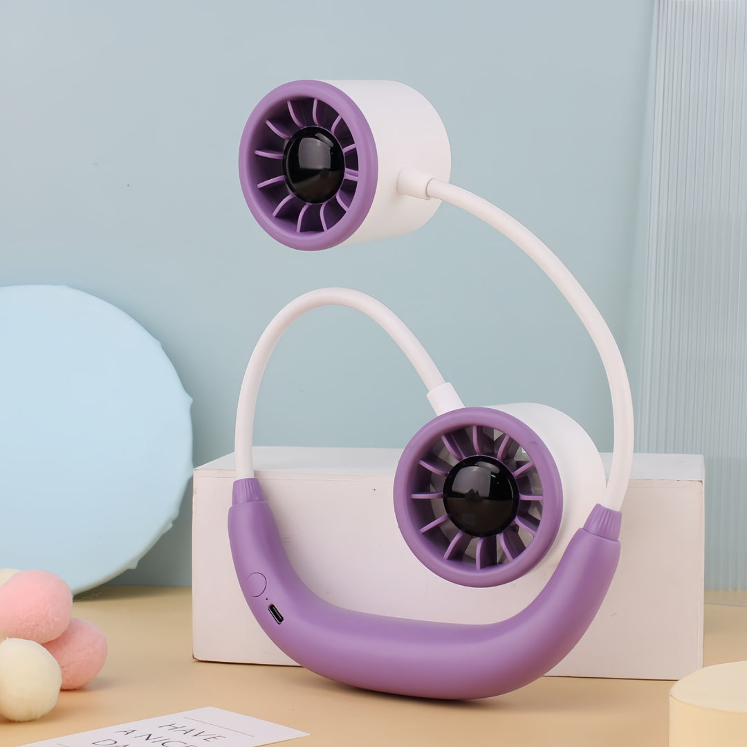 Ladies portable neck fan with dual cooling fan Bowlift