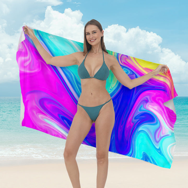 Beach towel with vibrant tropical plant motif Bowlift