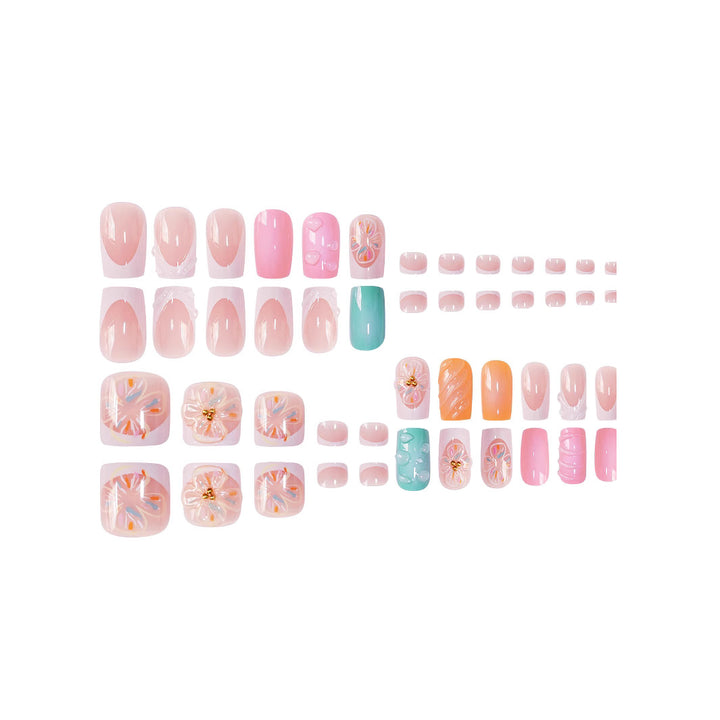3D Floral Decorative Press-On Nails Set Bowlift