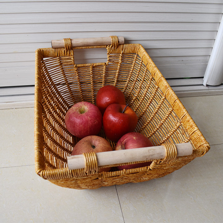 Handcrafted Wicker Storage Basket with Handles Bowlift