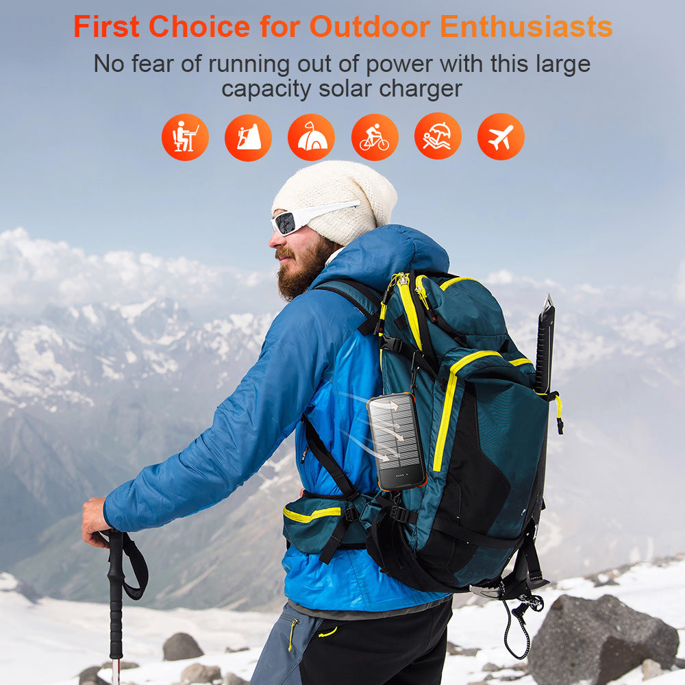 Rugged Portable Solar Power Bank With Integrated Multi-Tip Cables And LED Floodlight Bowlift