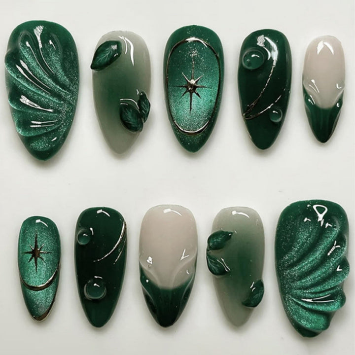 Artificial nails with botanical motifs Bowlift