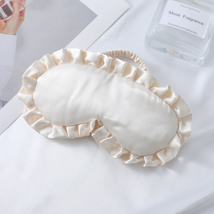 Women's nan satin-gloss eye mask with ergonomic contour, frilled ruffle edge, and gentle padding Bowlift