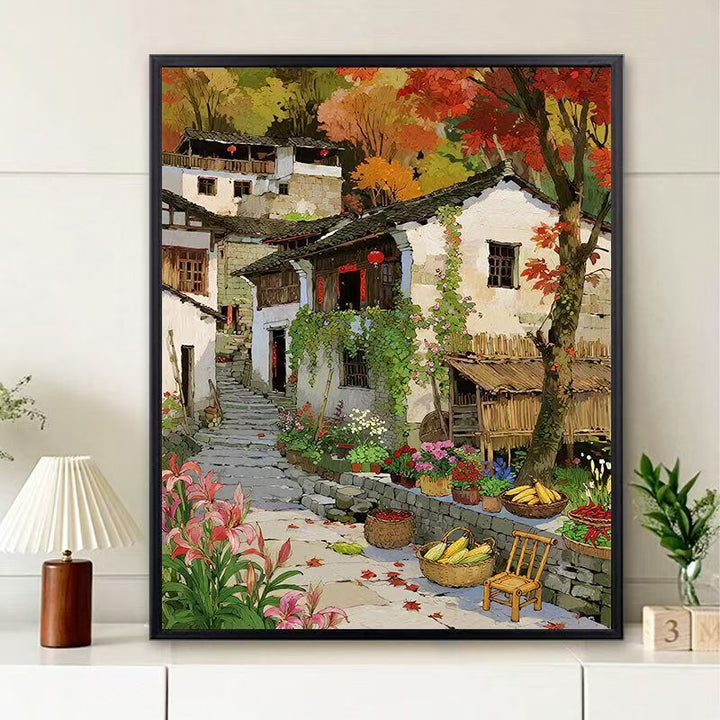 Scenic Village Landscape Art Print Bowlift