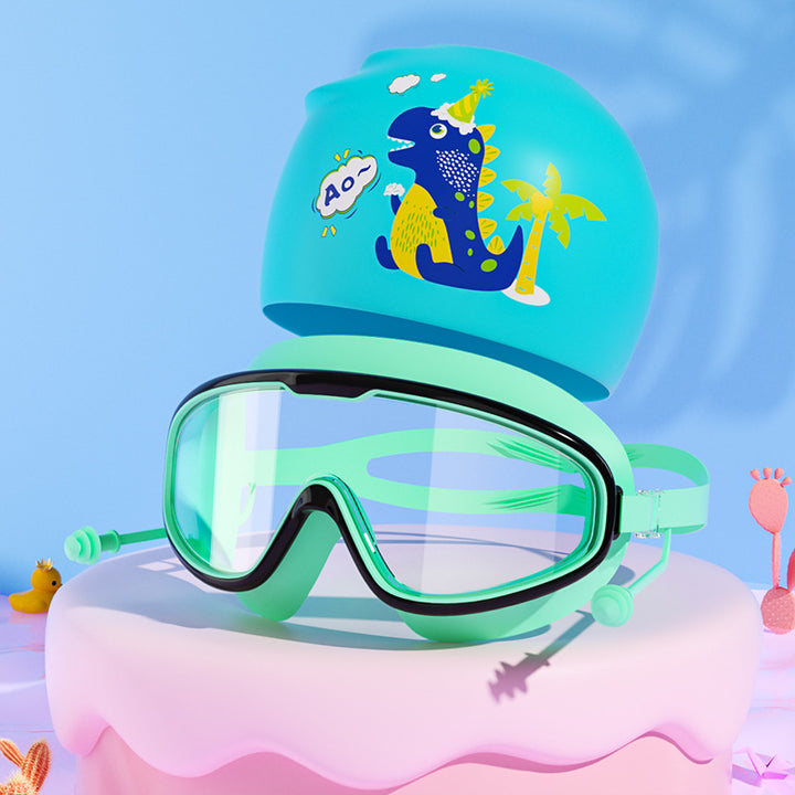 Kids Unicorn-Themed Swim Mask and Cap Set Bowlift