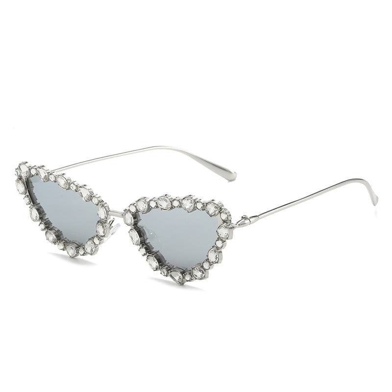 Heart-Shaped Rhinestone-Embellished Sunglasses Bowlift