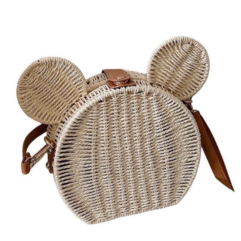 Ladies Round Basket with Rabbit Ear Design Bowlift