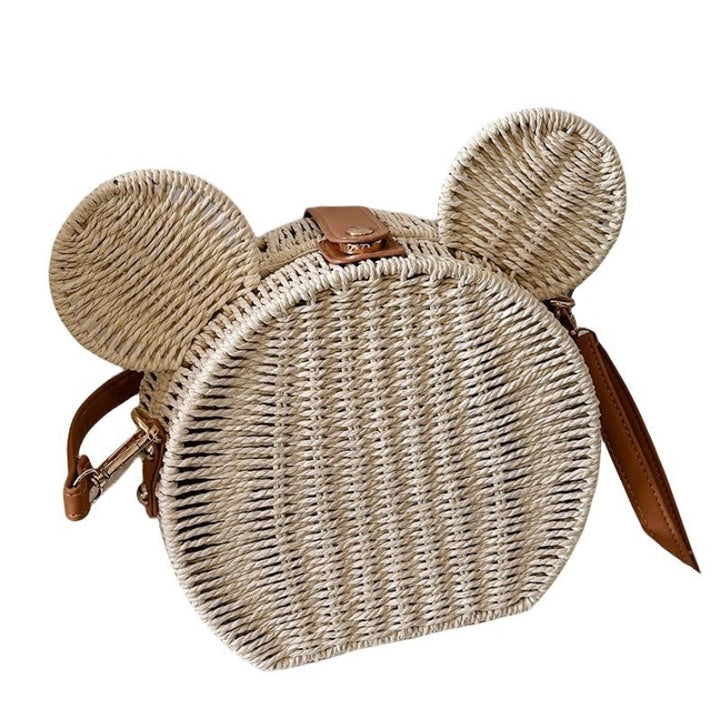 Ladies Round Basket with Rabbit Ear Design Bowlift