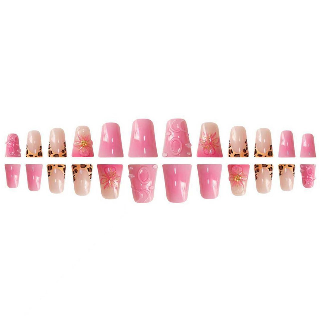 Decorative Press-On Nail Extensions with Floral Accents Bowlift