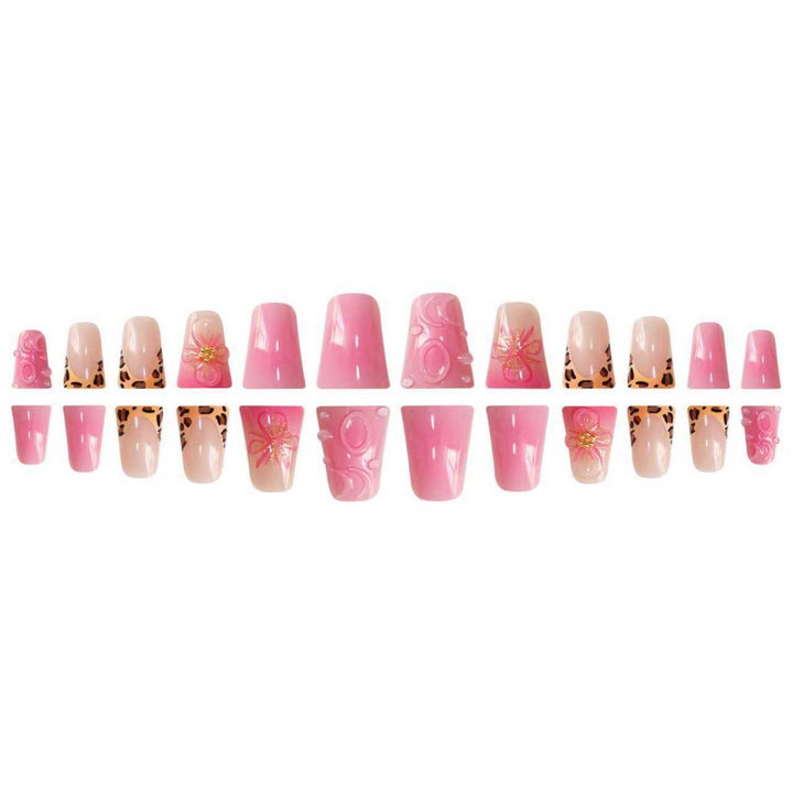 Decorative Press-On Nail Extensions with Floral Accents Bowlift