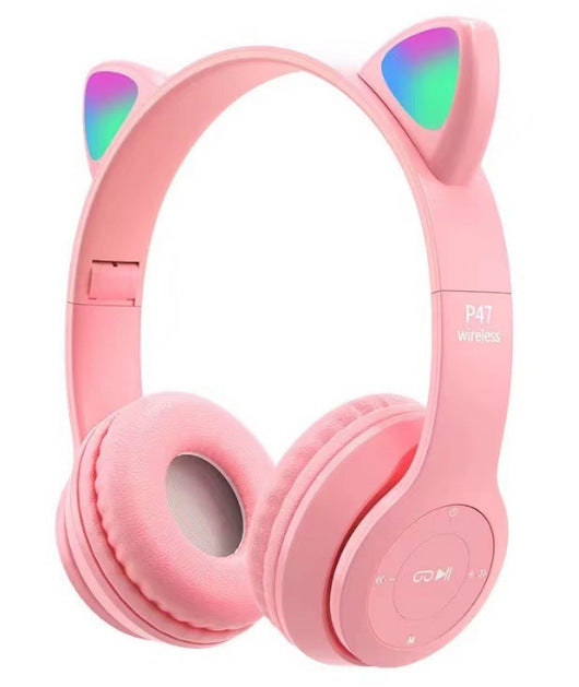 Wireless Cat Ear Headphones with Colorful LED Light Bowlift
