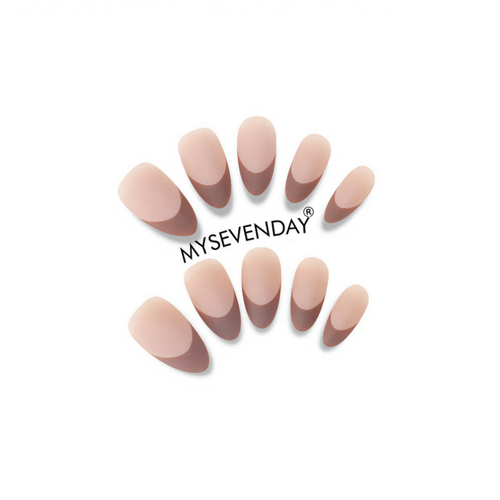 Elegant Press-On Nail Set with Stylish Half-Moon Design Bowlift