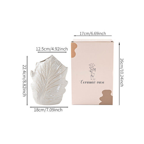 Decorative Ceramic Leaf-Shaped Centerpiece Vase