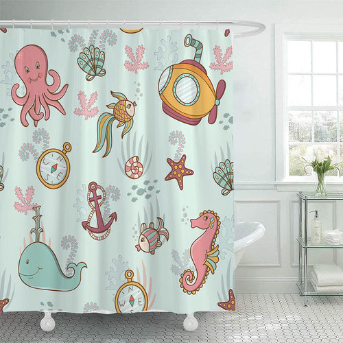 Nautical-Themed Shower Curtain Bowlift