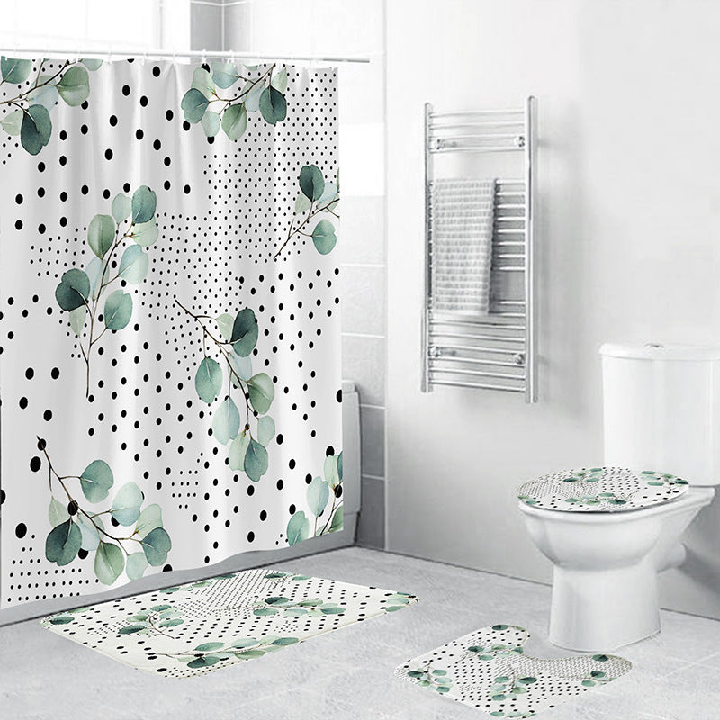 Tropical Leaf Print Bathroom Set Bowlift