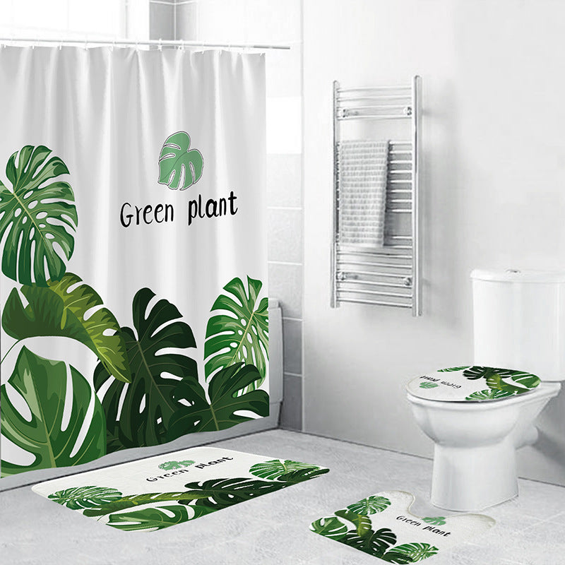 Tropical Leaf Print Bathroom Set Bowlift