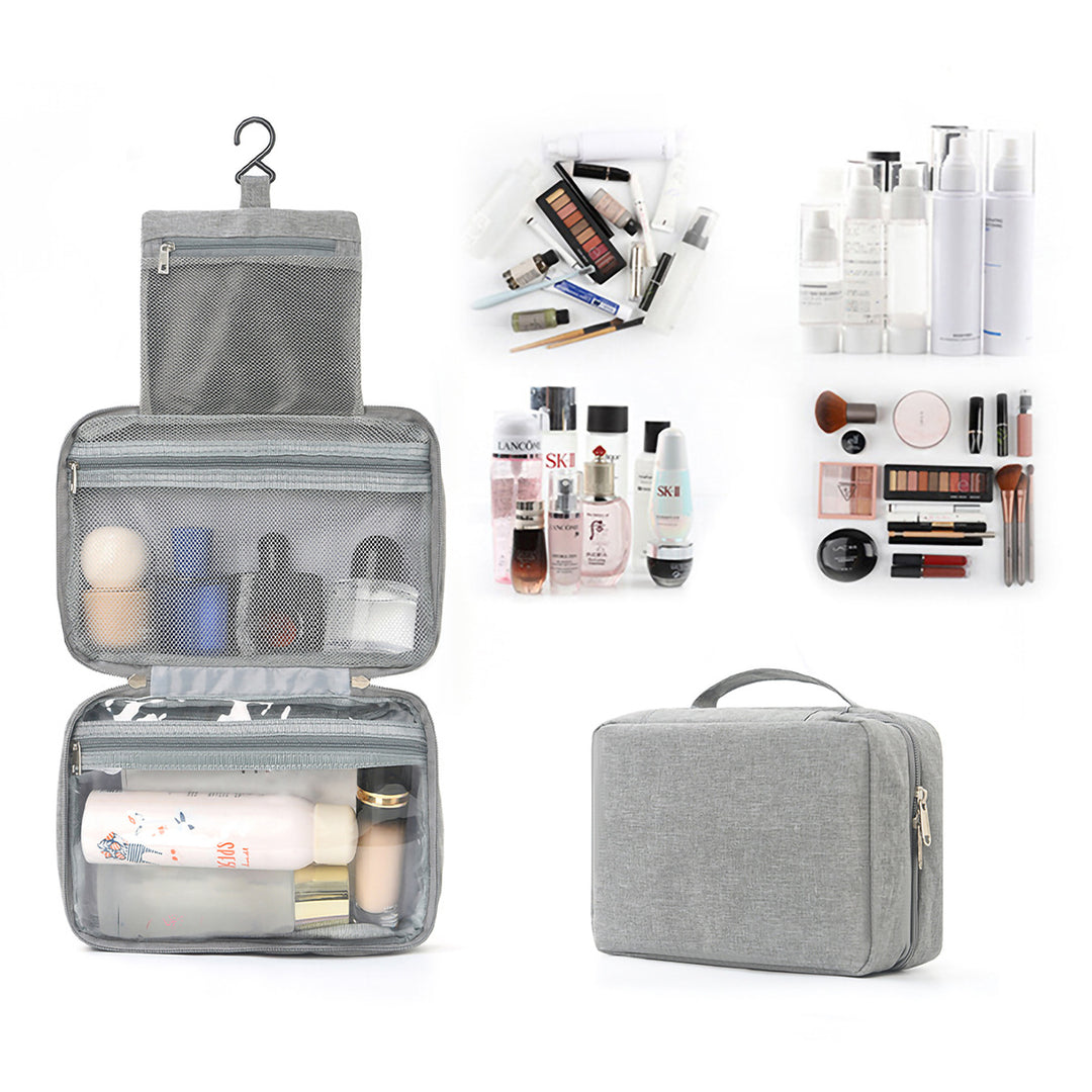 Travel toiletry bag with hooks and multiple compartments Bowlift