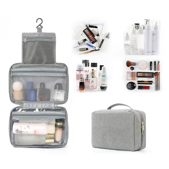 Travel toiletry bag with hooks and multiple compartments Bowlift
