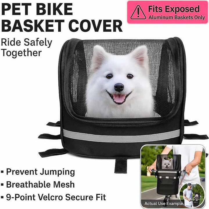 front-mounted pet bike basket with breathable mesh canopy reflective trim and secure strap system Bowlift