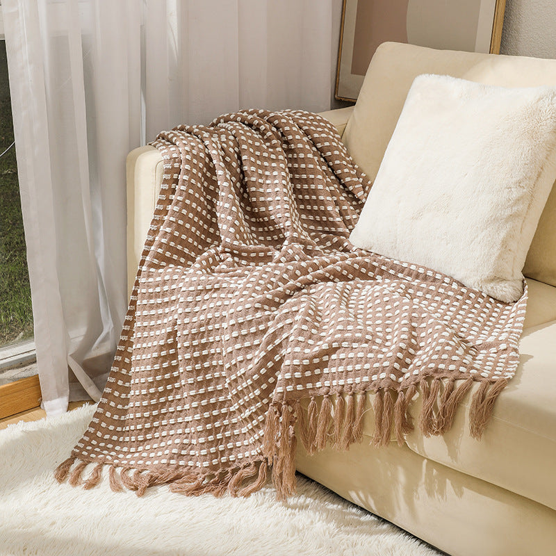 Women's Structured Throw Blanket with Fringes Bowlift