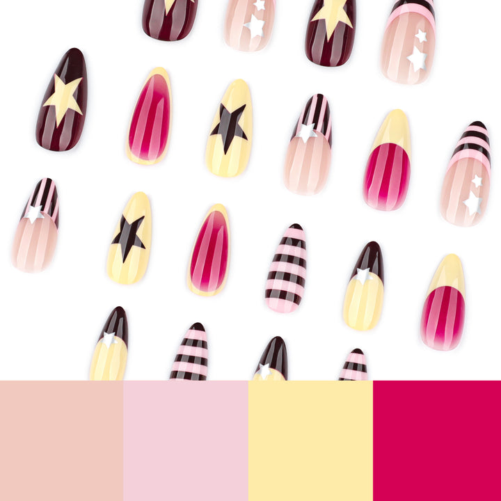 Creative Nail Art with Star Design Bowlift
