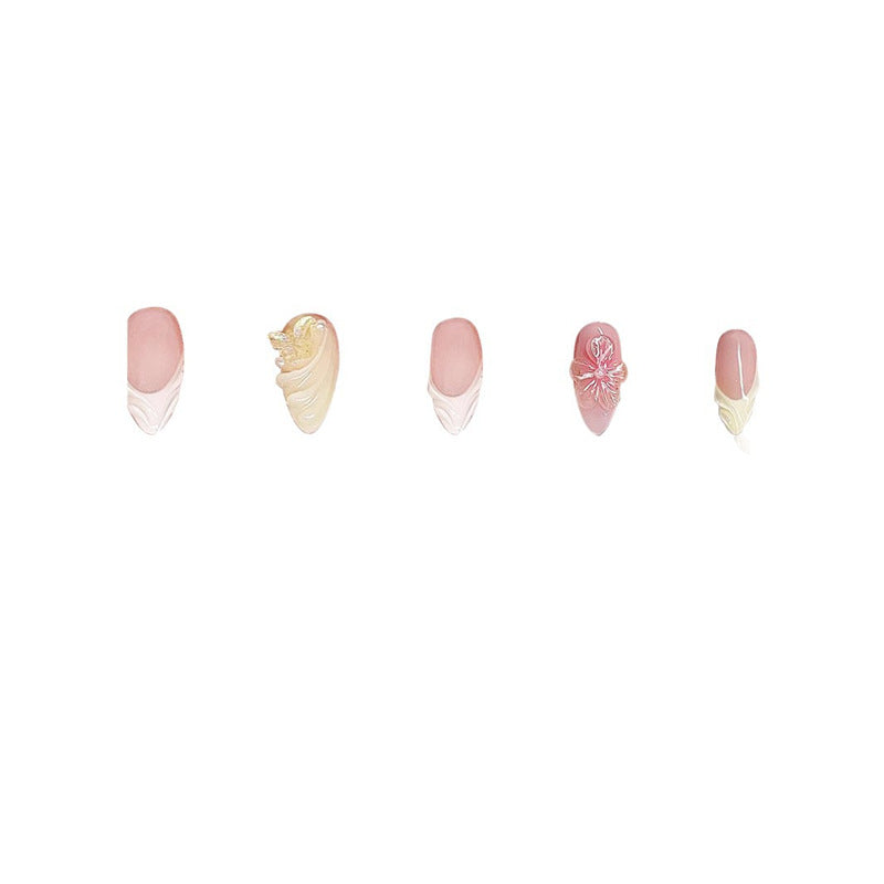 Decorative Stiletto Press-On Nail Art with Floral Accents Bowlift