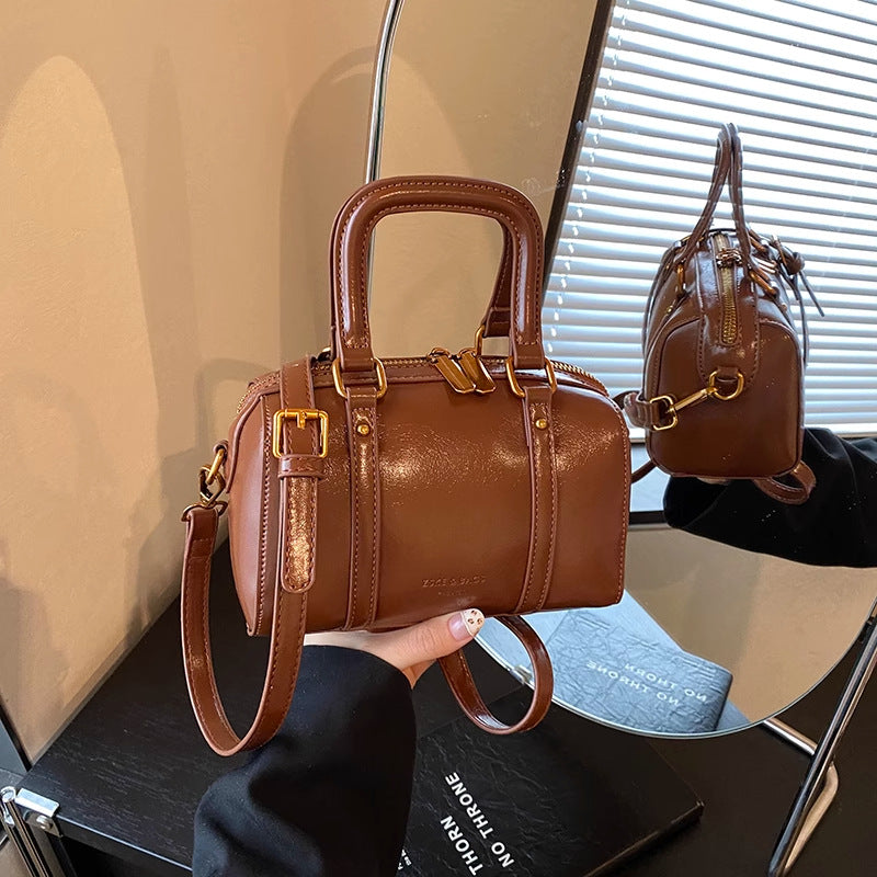 Soft Leather Handheld Satchel Bowlift