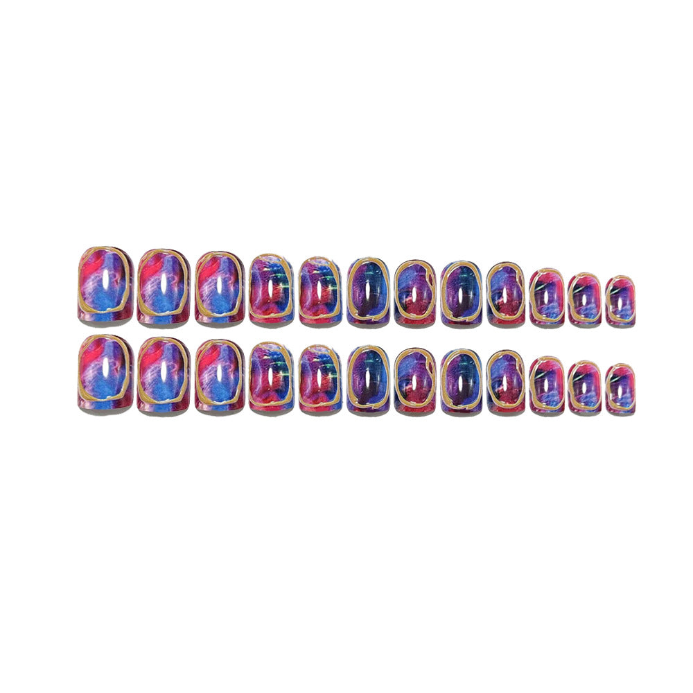 Glamorous artificial nail design with metallic edge Bowlift