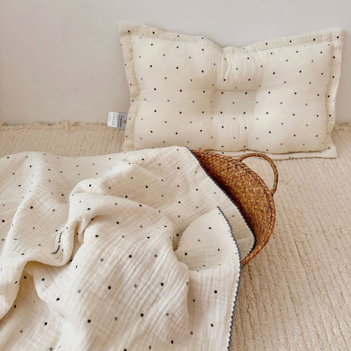 Unisex Muslin Blanket with delicate floral design and elegant ruffles Bowlift