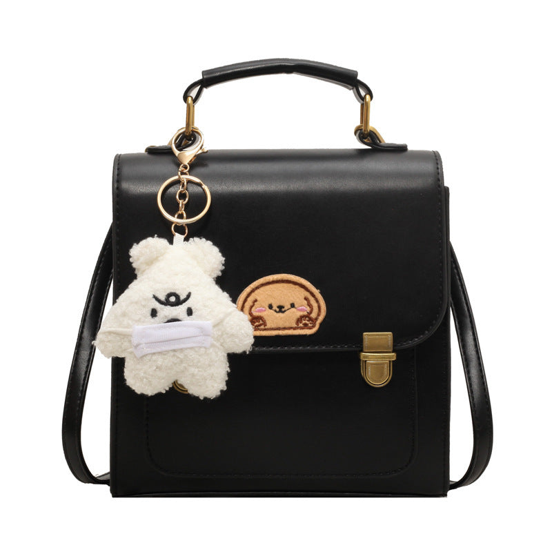 Playful Cartoon-Embroidered Satchel Bag Bowlift