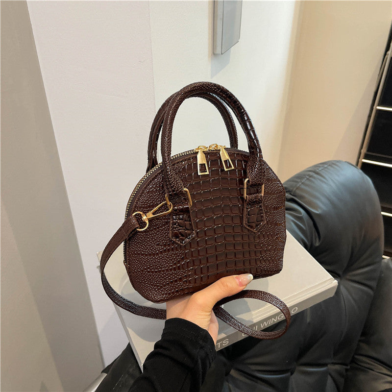 Crocodile-Embossed Mini Satchel Bag Bowlift