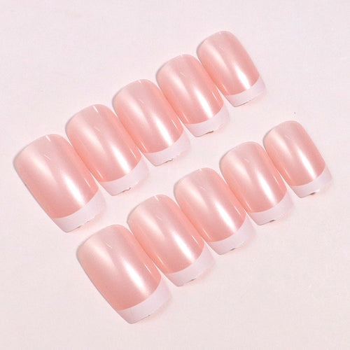 High-Gloss French Tip Press-On Nails Set Bowlift