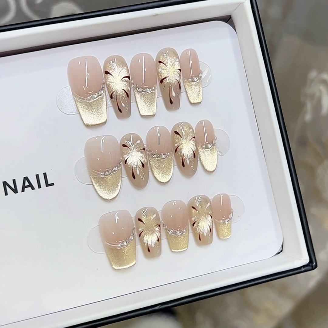 Artistic Floral Pattern Press-On Nail Set Bowlift