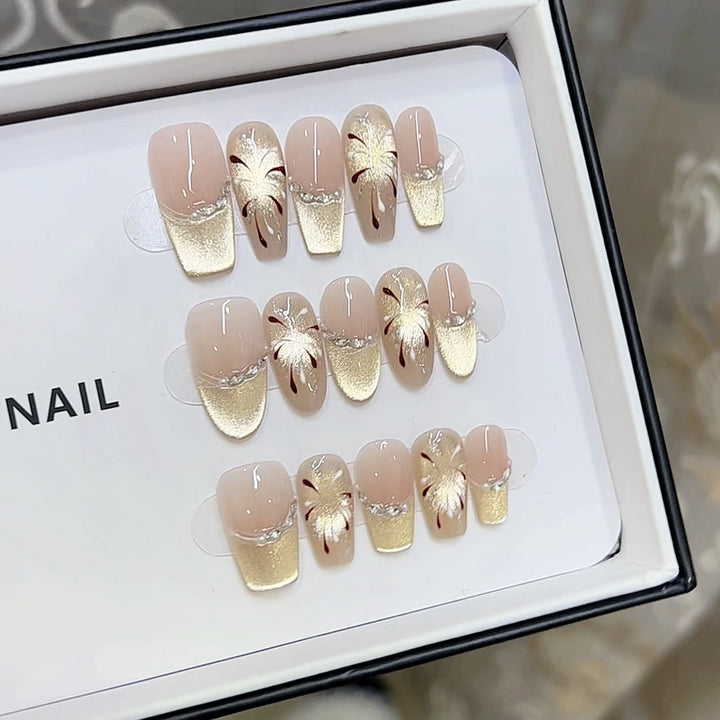 Artistic Floral Pattern Press-On Nail Set Bowlift