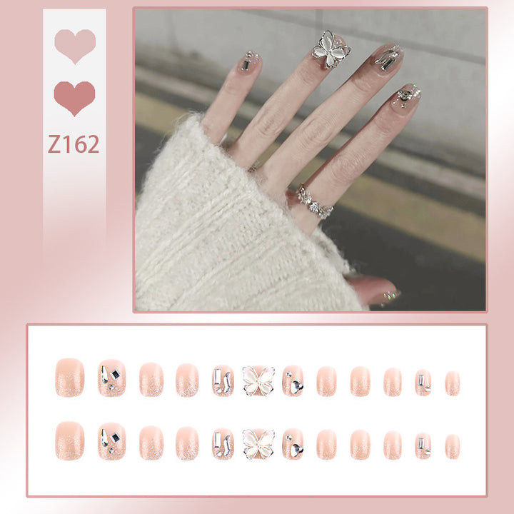 Decorative Press-On Nail Set with Butterfly Accents Bowlift