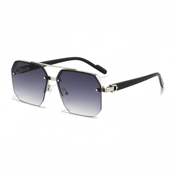 Oversized Geometric Metal Rimless Sunglasses Bowlift