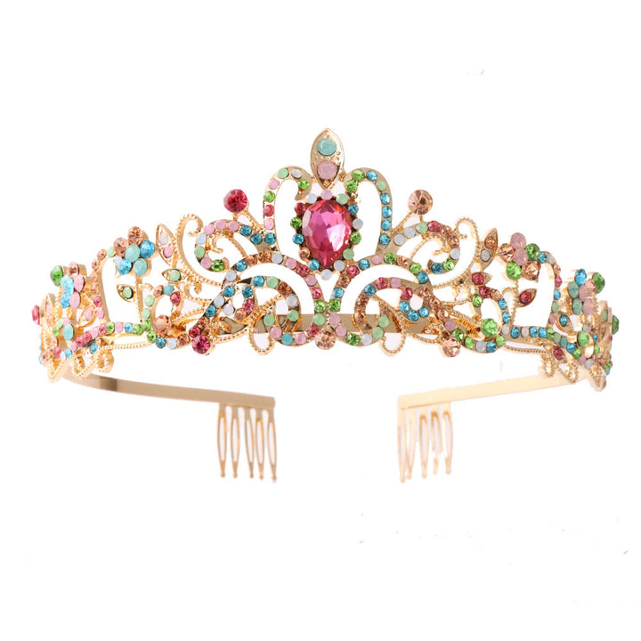 Ladies Sparkling Crystal Tiara with Filigree Design Bowlift
