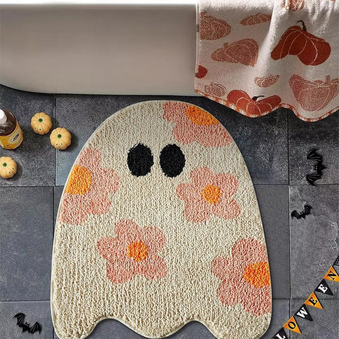 Ghost-Themed Plush Bath Mat Bowlift