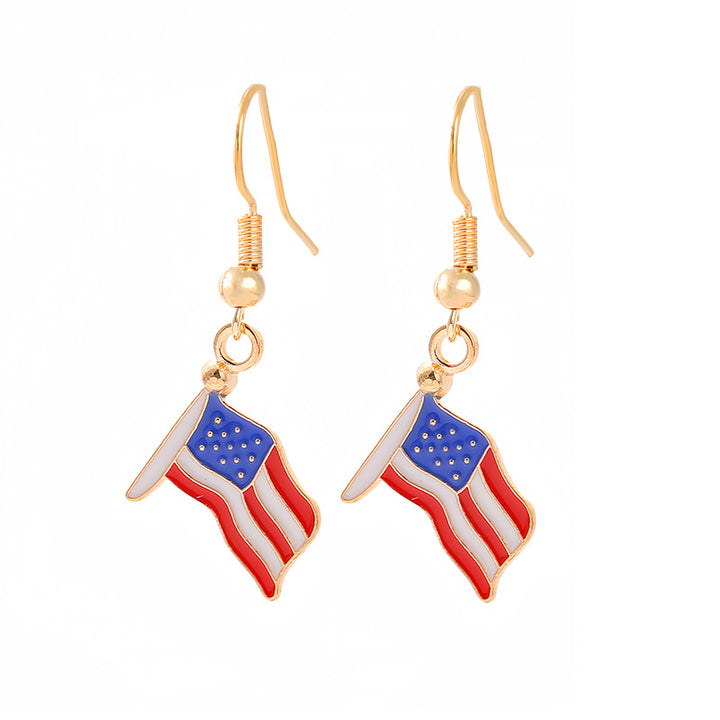 Women's nan patriotic horseshoe enamel dangle earrings with star-accented design and fishhook findings Bowlift