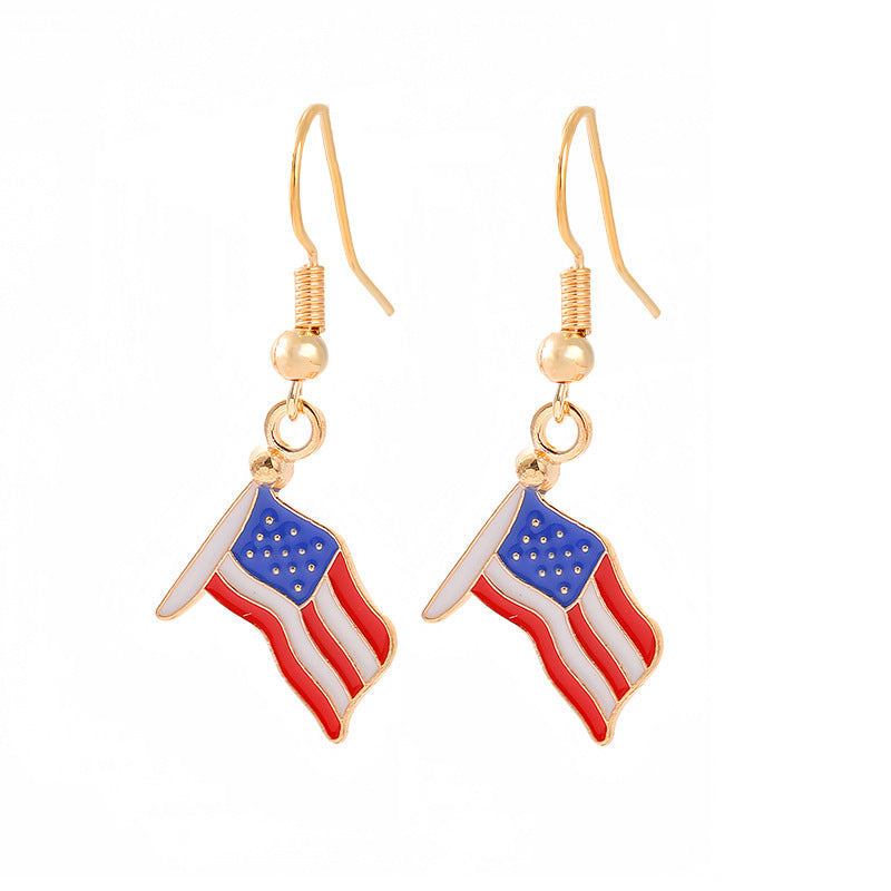 Ladies enamel earrings horseshoe with star stripe motif Bowlift