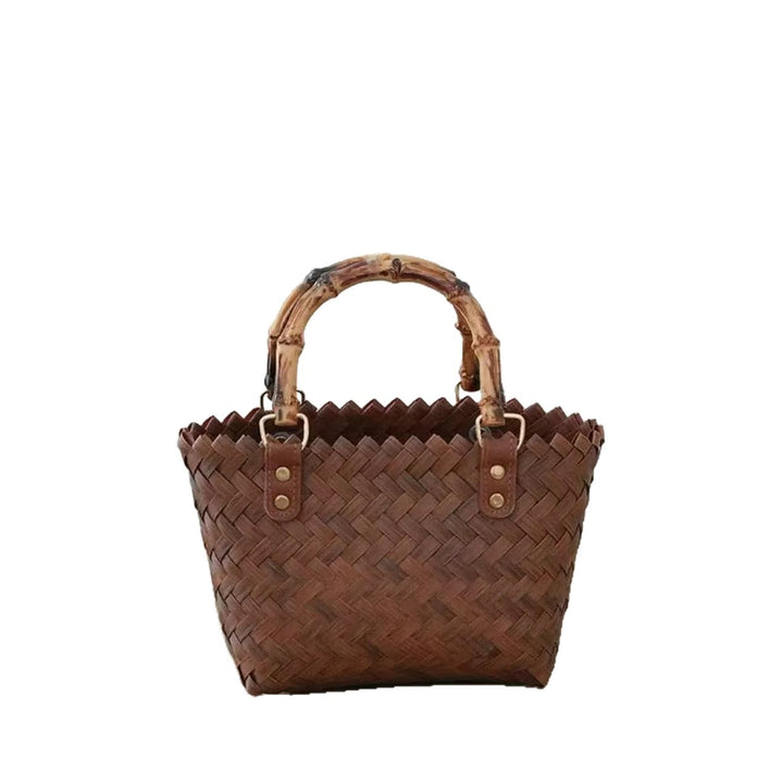 Handwoven basket bag with bamboo handles Bowlift