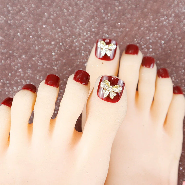 Premium Decorative Press-On Toenail Set Bowlift