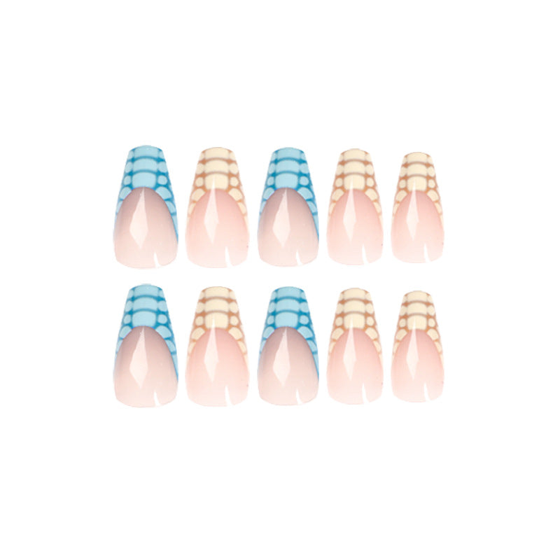 Artificial nail extensions with modern designs and creative color accents Bowlift
