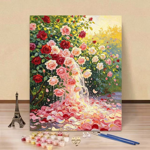 DIY Rose-Themed Paint by Numbers Canvas Art Kit Bowlift