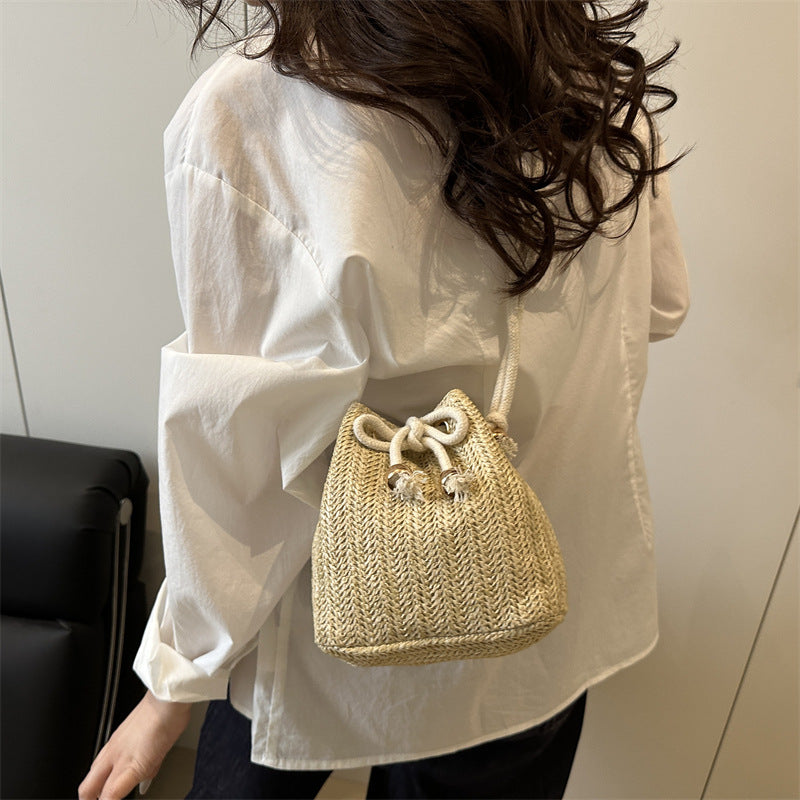 Bohemian Straw Bucket Bag Bowlift